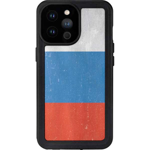 Russian Flag Distressed iPhone 14 Pro Max Waterproof Case